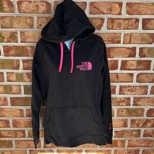 The North Face Women's Breast Cancer Black full zip Jacket with Pink Accents. XL